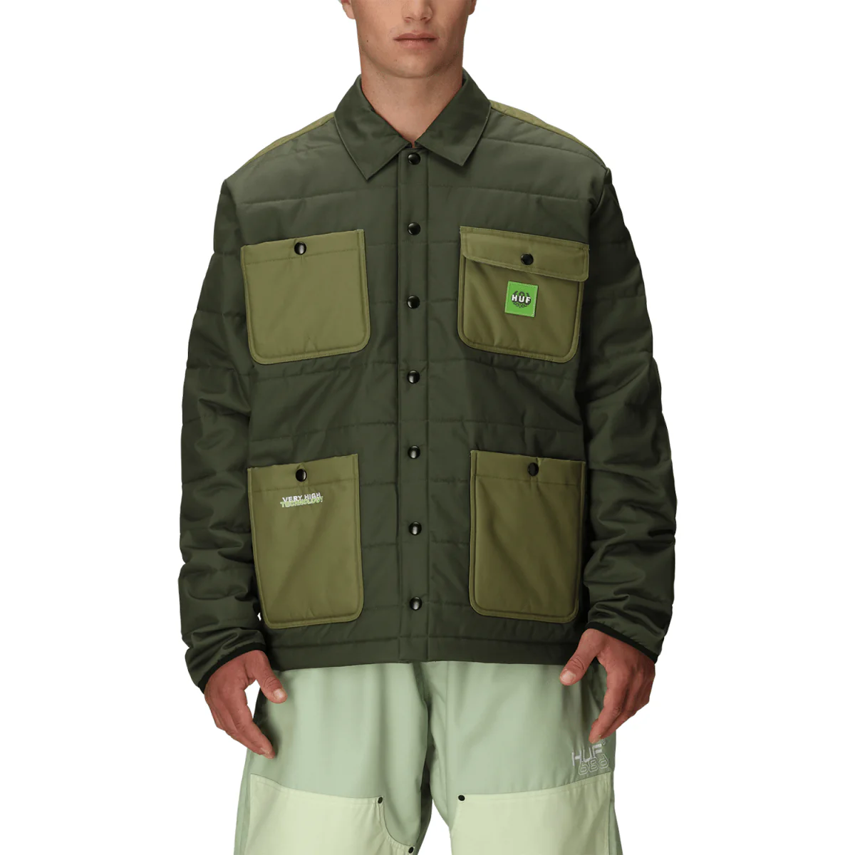 686 Huf Men's Puffer Insulated Jacket 2026 Green Colorblock - Image 2