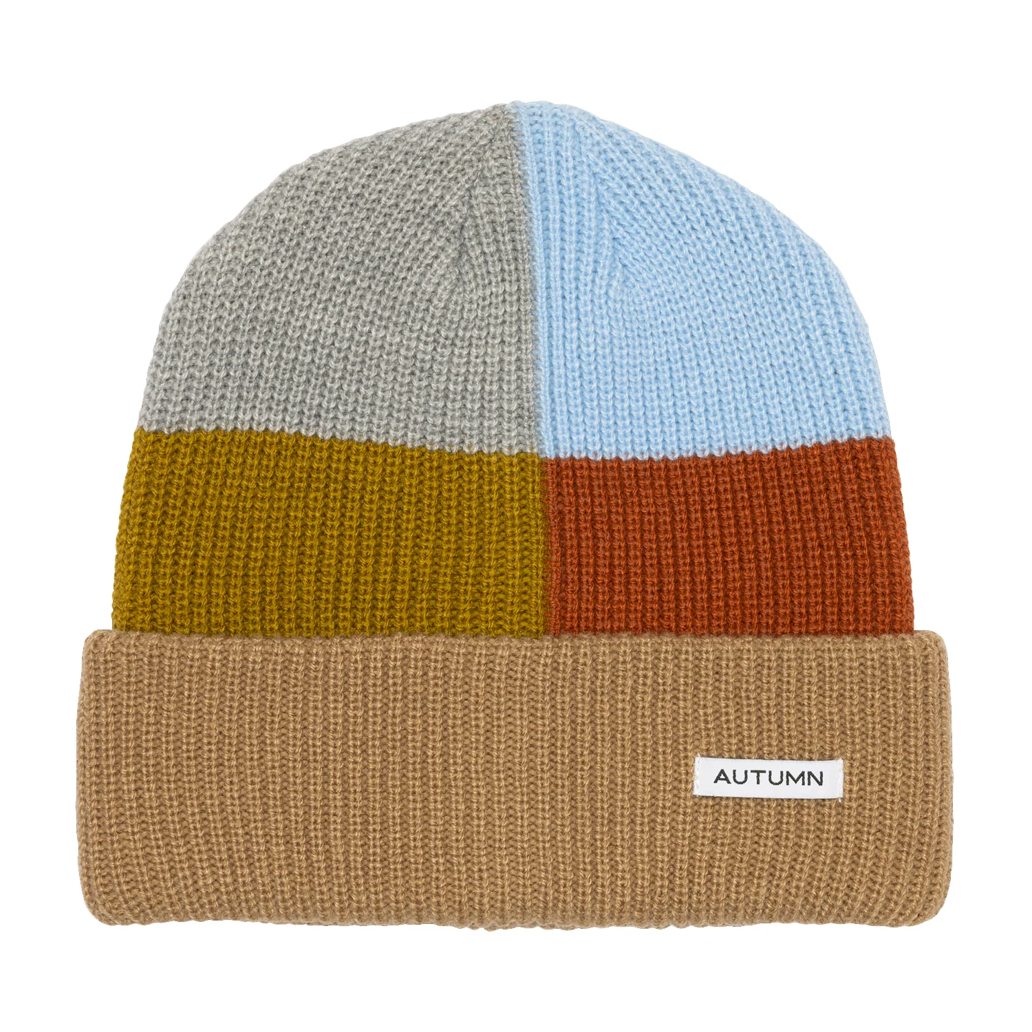 Autumn Patchwork Beanie Khaki
