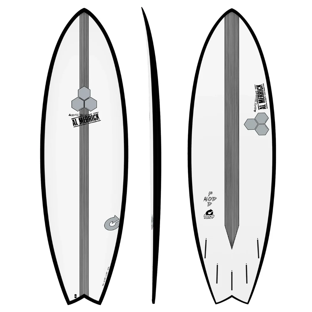 Torq Channel Islands X-Lite Pod Mod Surfboard Pinline White/ Black Rails 6'2"