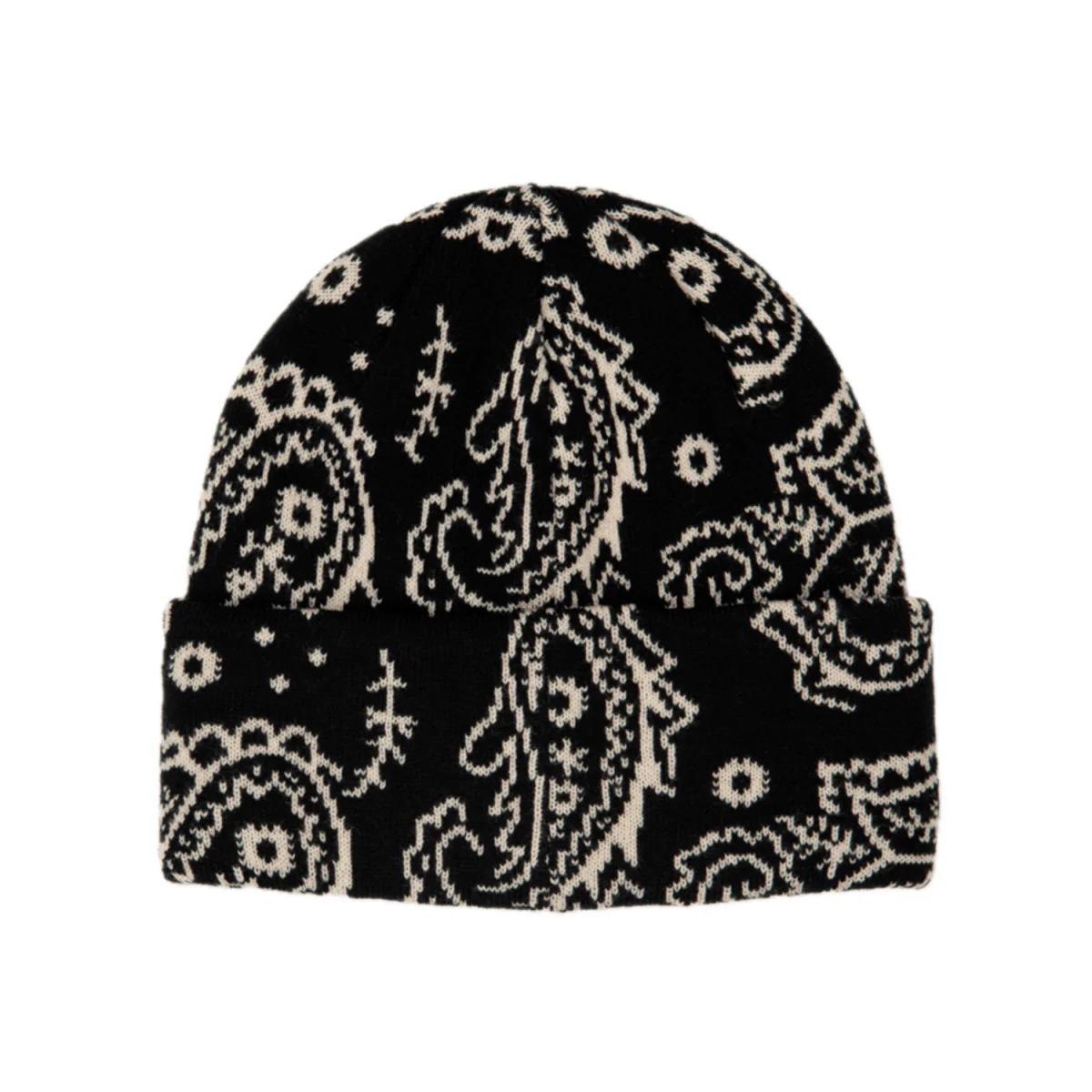 Corduroy Paisley Beanie Black