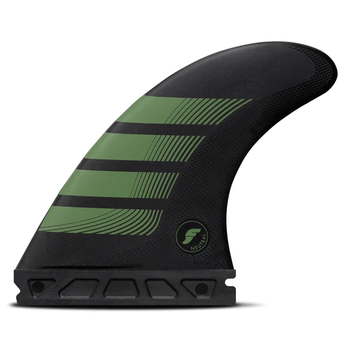 Futures F8 Thruster Alpha Carbon/Olive Surf Fins Large