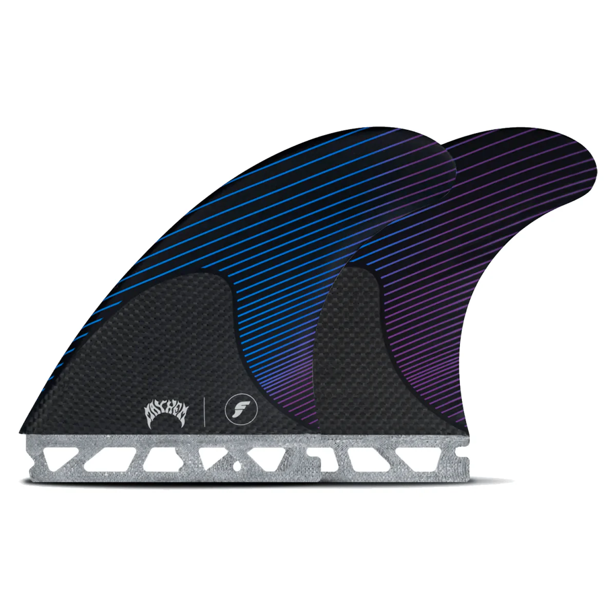 Futures Mayhem Thruster Honeycomb/Carbon Blue/Violet Surf Fins Large