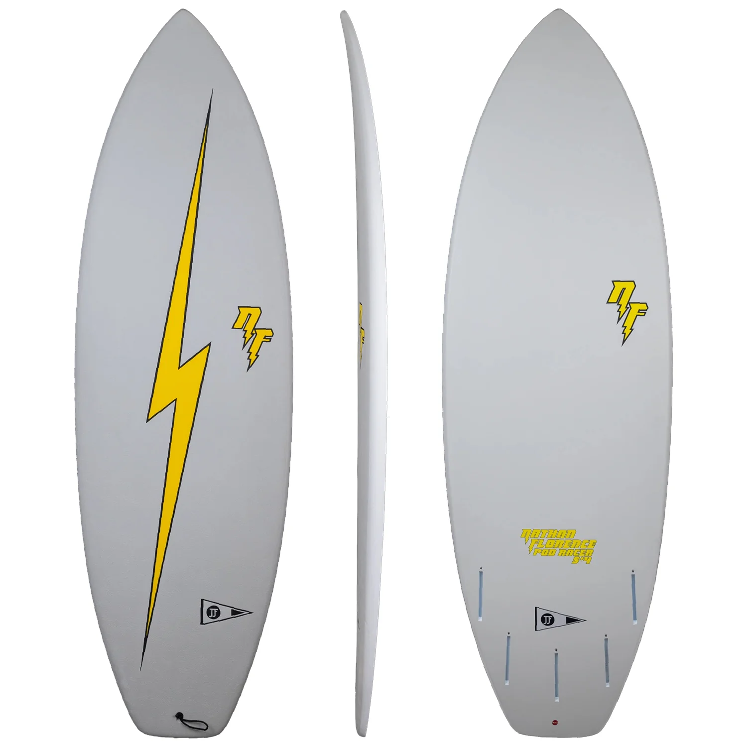 JJF by Pyzel Nathan Florence Pod Racer Surfboard Grey/Yellow Bolt 6'2"