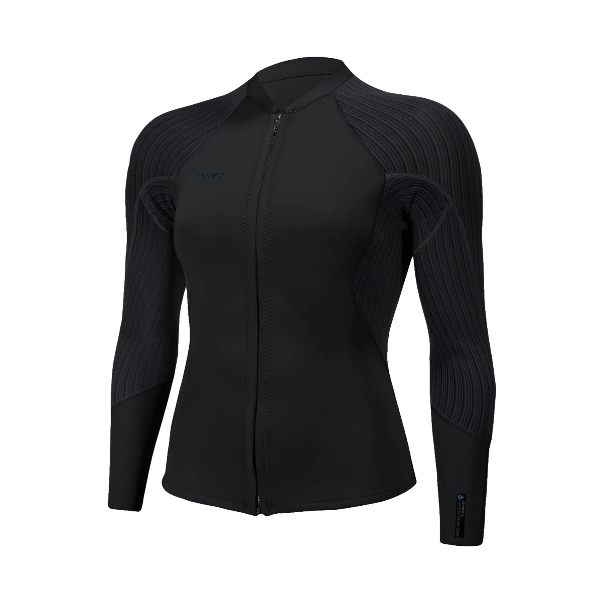 O'Neill Women's Hyperfreak 2mm Neoprene FZ Jacket Black /Black
