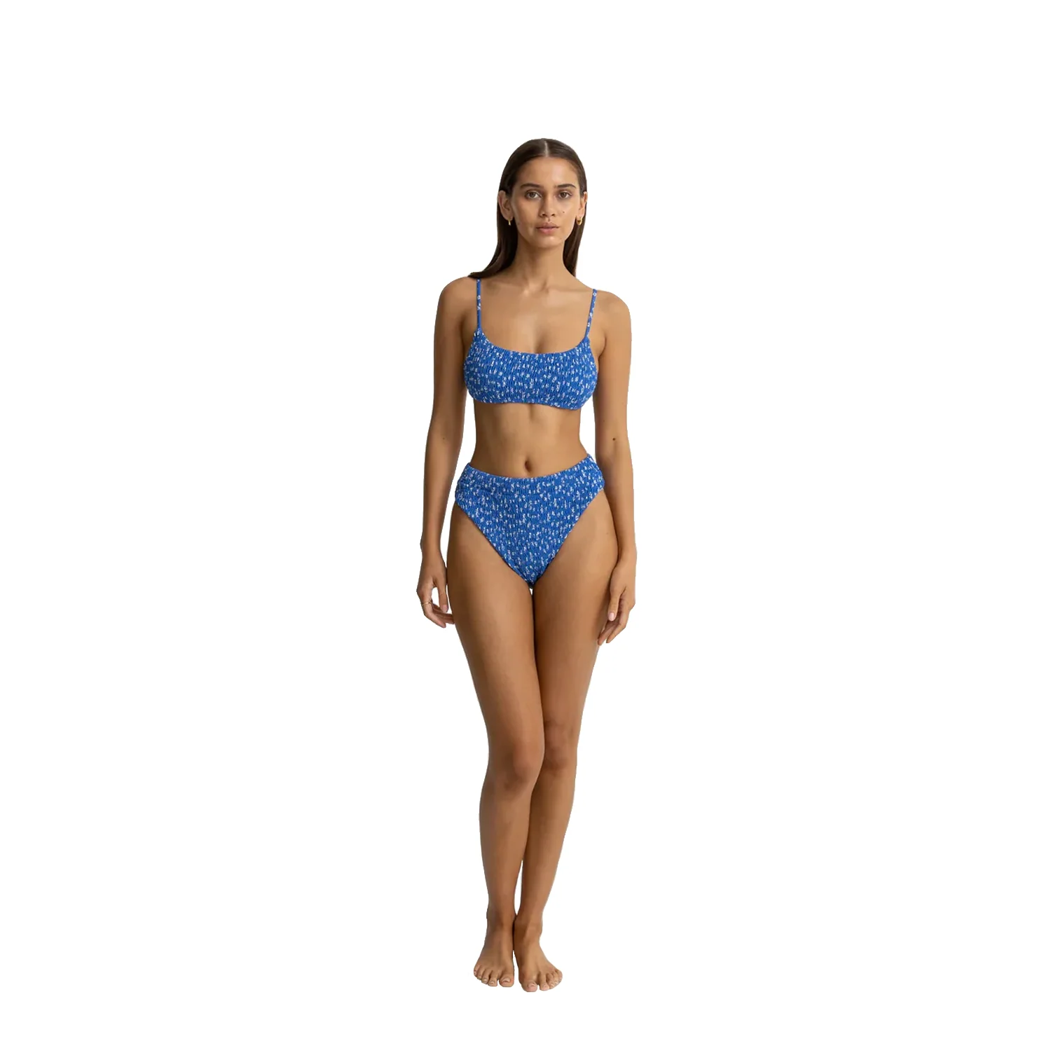 Rhythm Women's Elodie Floral Smocked Hi Waist Pant Blue
