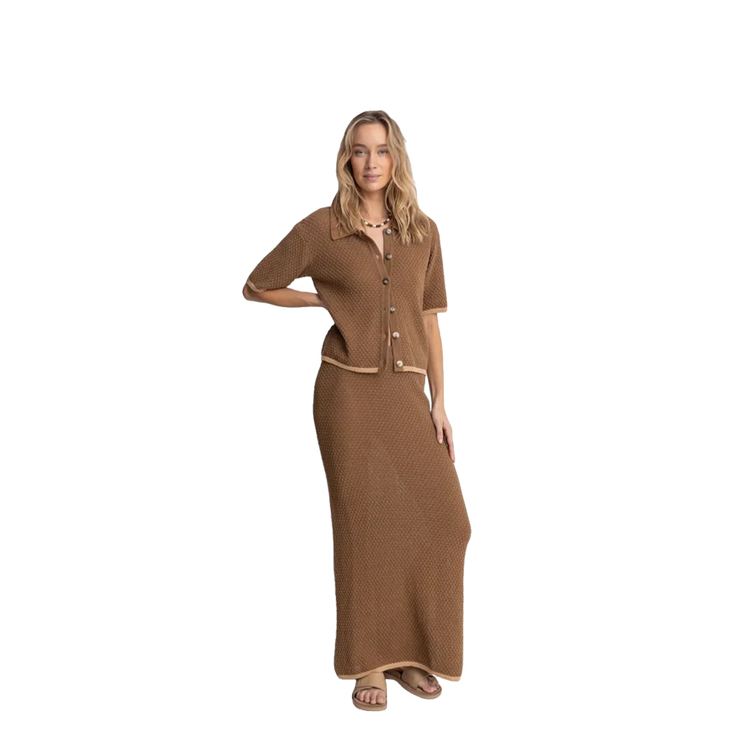 Rhythm Womne's Joni S/S Knit Shirt Chocolate