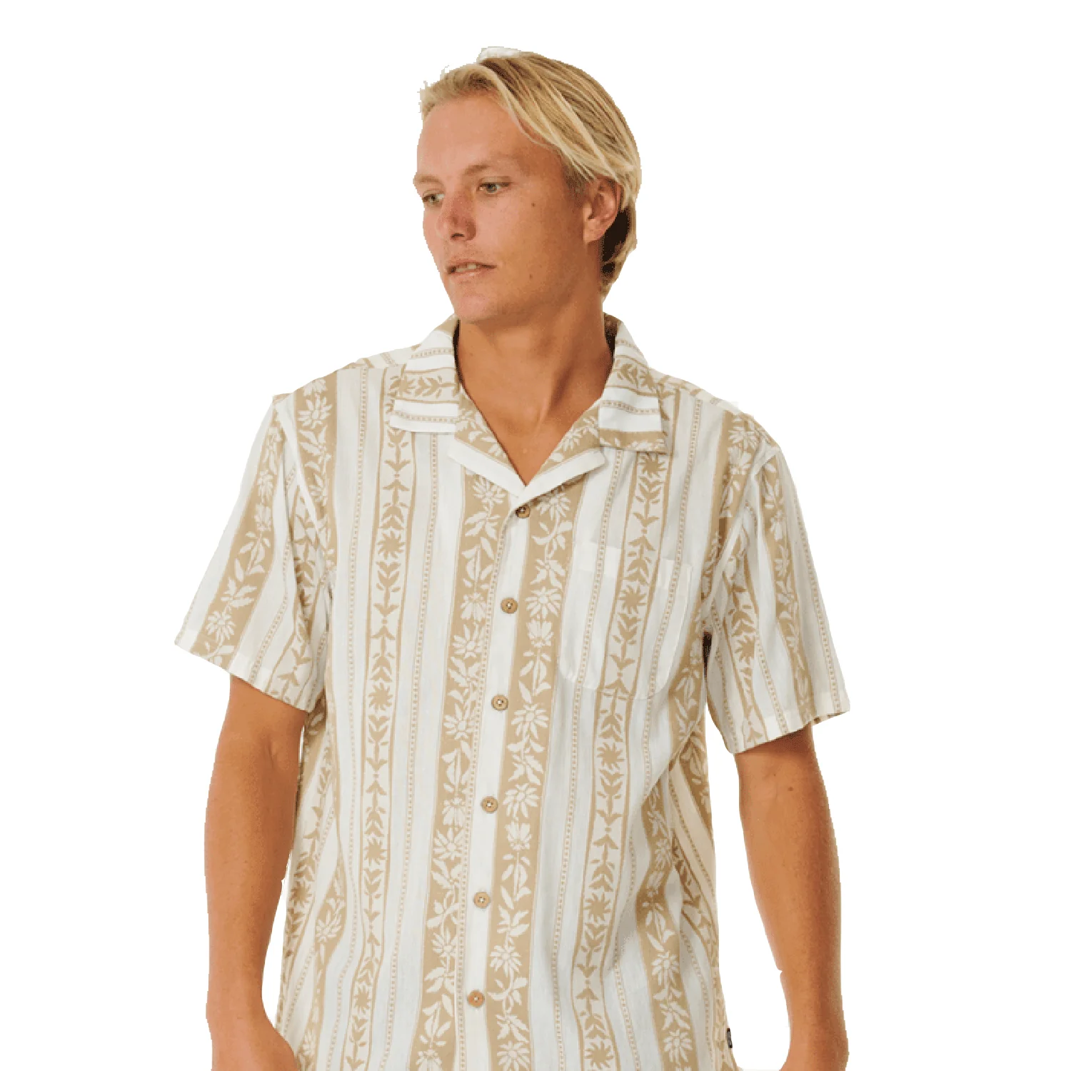 Rip Curl Men's Topanga Vert Stripe S/S Shirt Bone