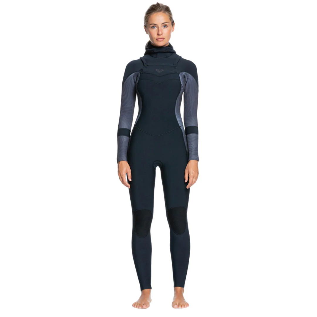 Roxy Women's Syncro 5/4/3mm Chest Zip Hooded Wetsuit Jet/ Black