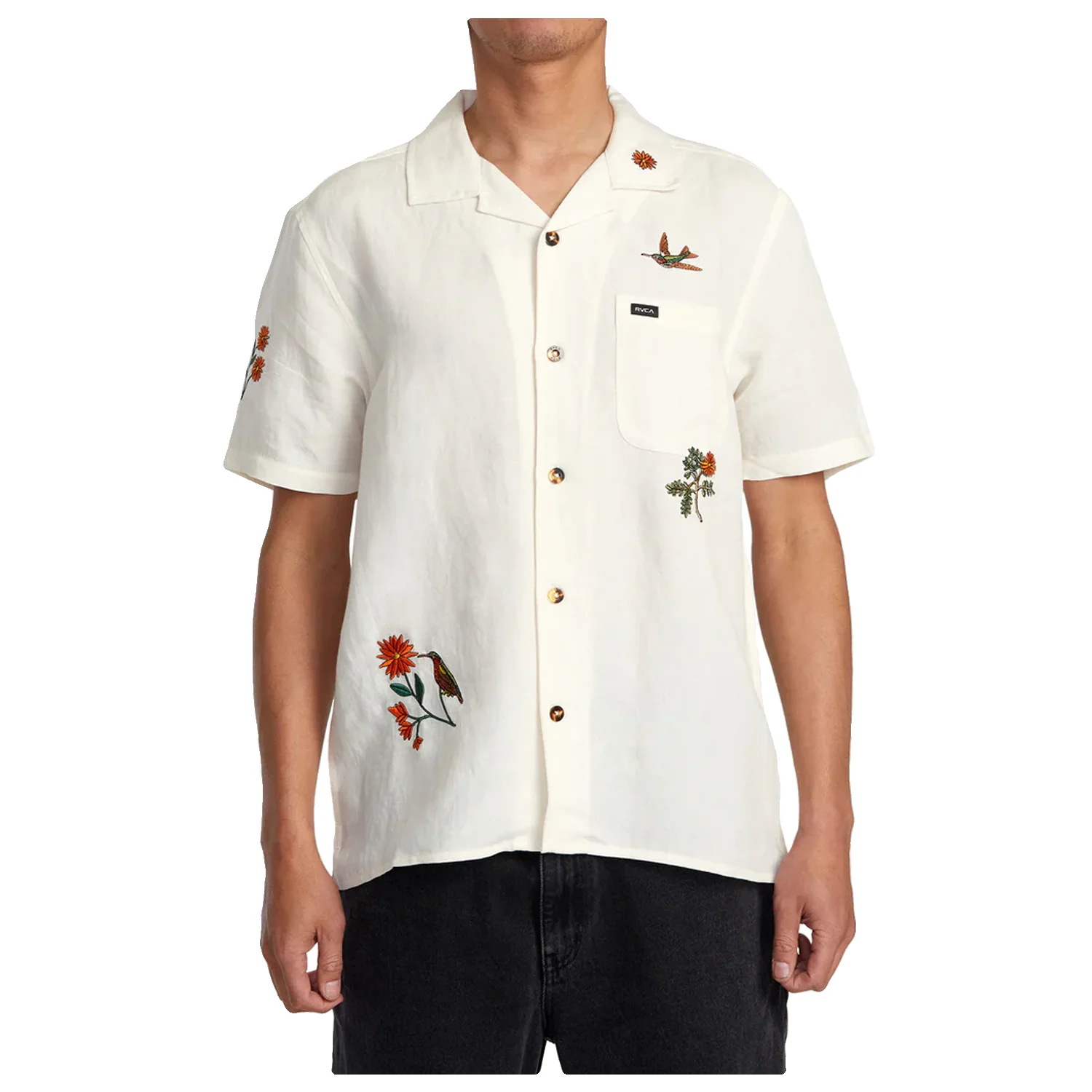 RVCA Men's Nectar S/S Shirt Natural