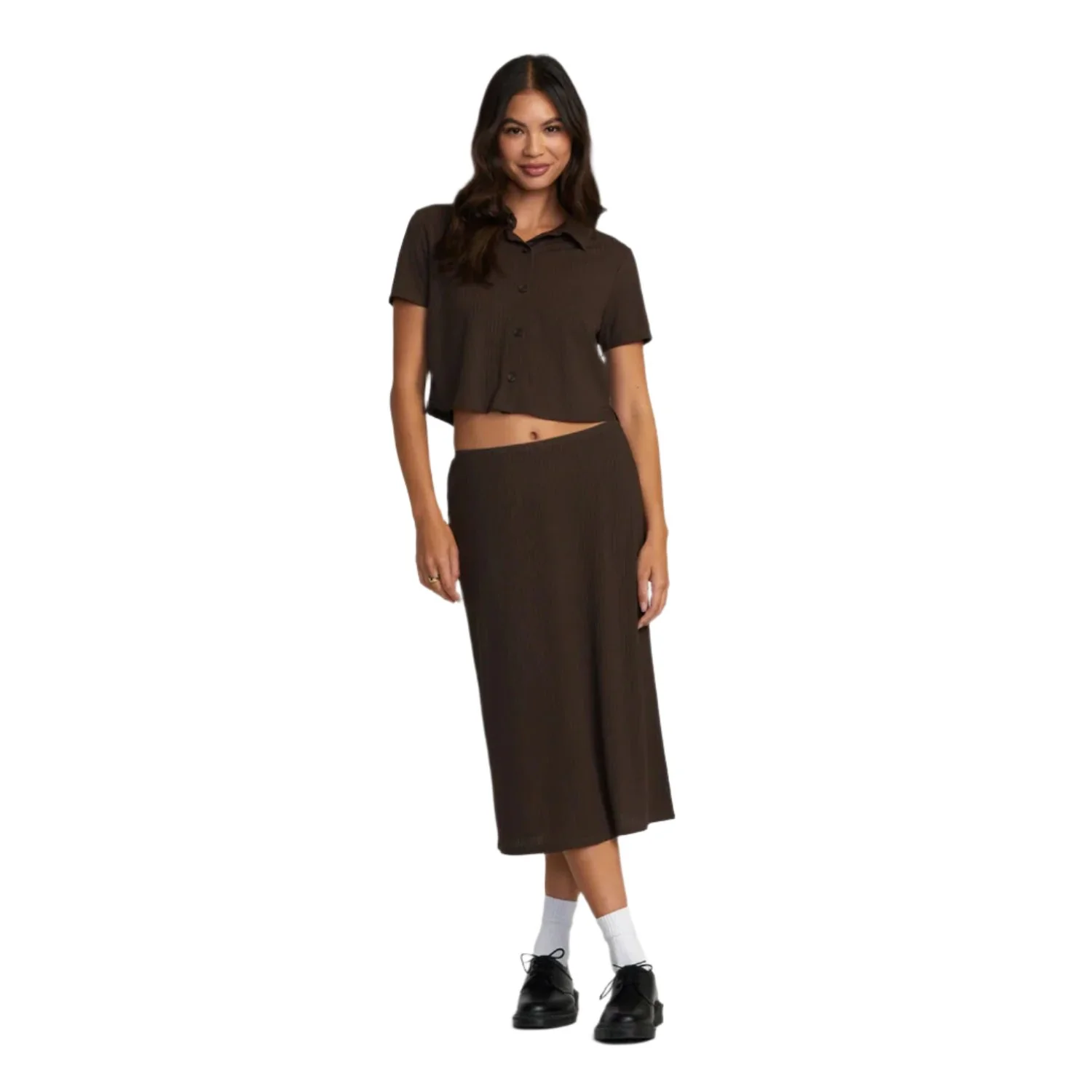 RVCA Women's Jenni Midi Skirt Chocolate Torte - Image 3