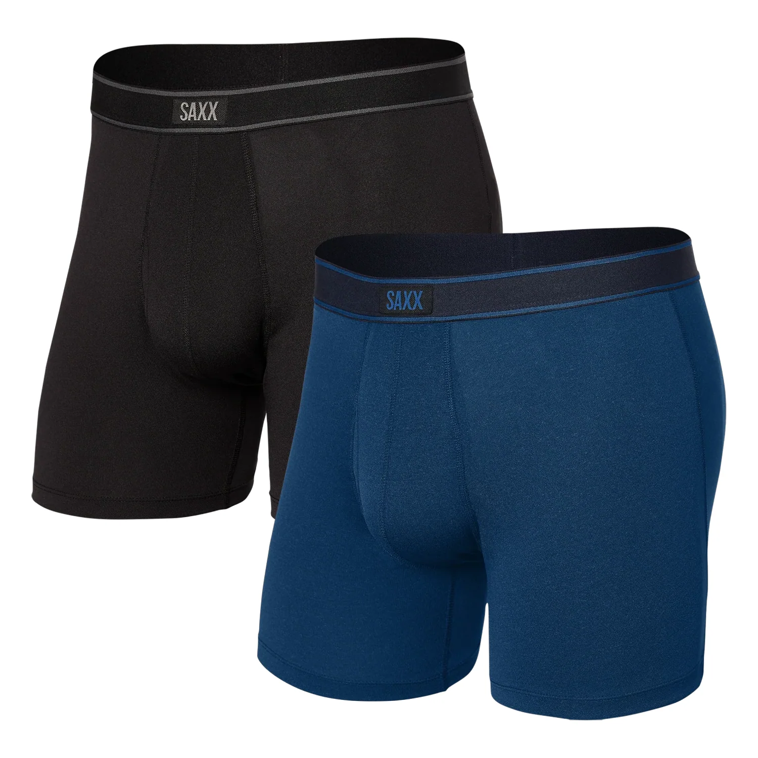 Saxx Men's Daytripper Comfort Stretch Boxer Brief Fly 2Pk Black/City Blue