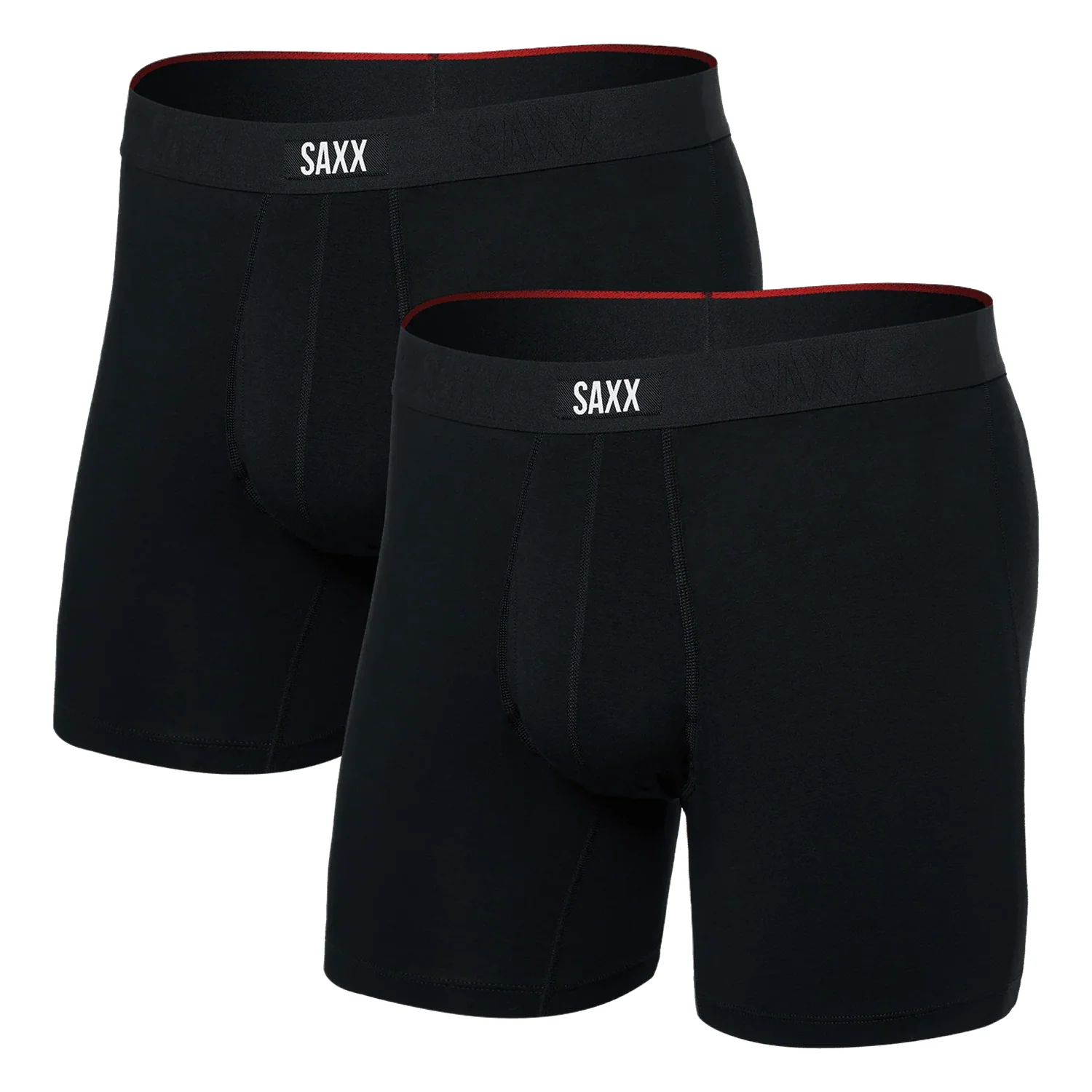 Saxx Men's Vibe Xtra Soft Comfort Boxer Brief Fly 2Pk Black