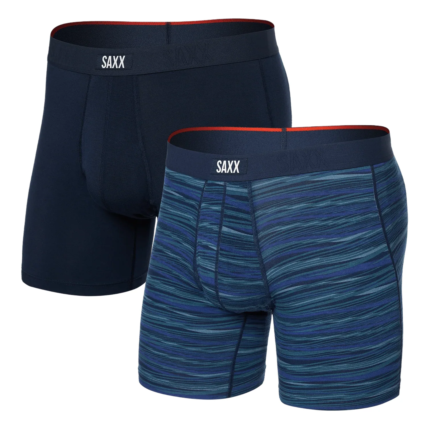 Saxx Men's Vibe Xtra Soft Comfort Boxer Brief Fly 2Pk Surge Spacedye/Navy