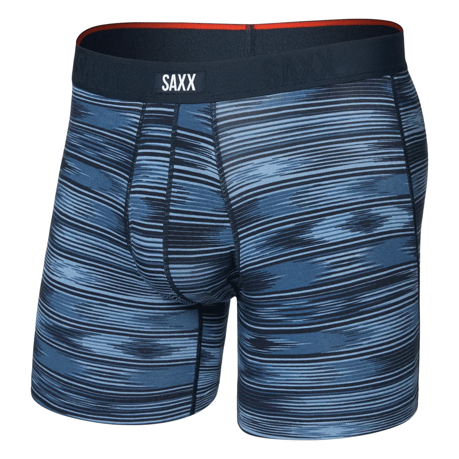 Saxx Men's Vibe Xtra Soft Comfort Boxer Brief Fly Ikat Stripe Dark Denim