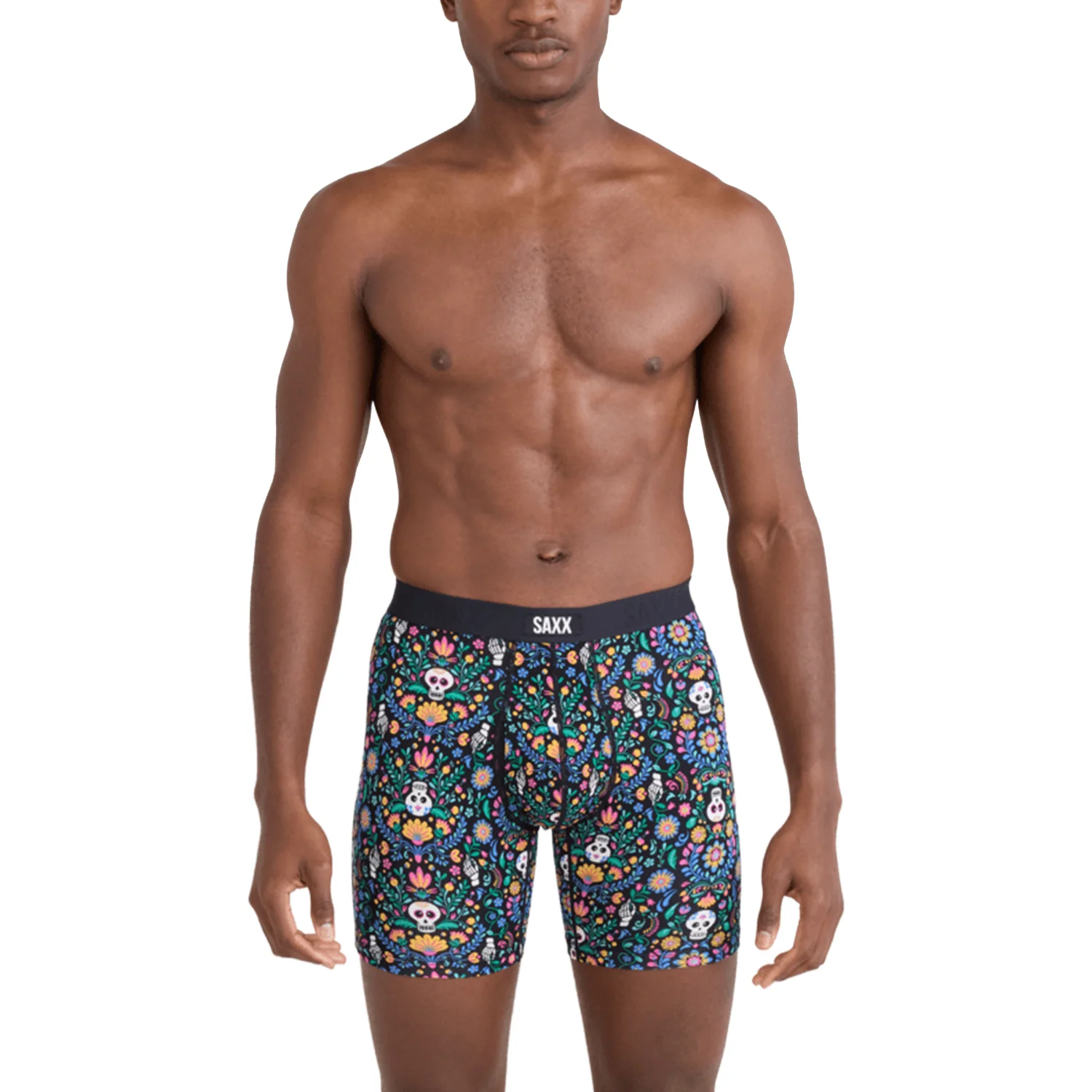 Saxx Men's Vibe Xtra Soft Comfort Boxer Brief Fly Skull Garden-Multi