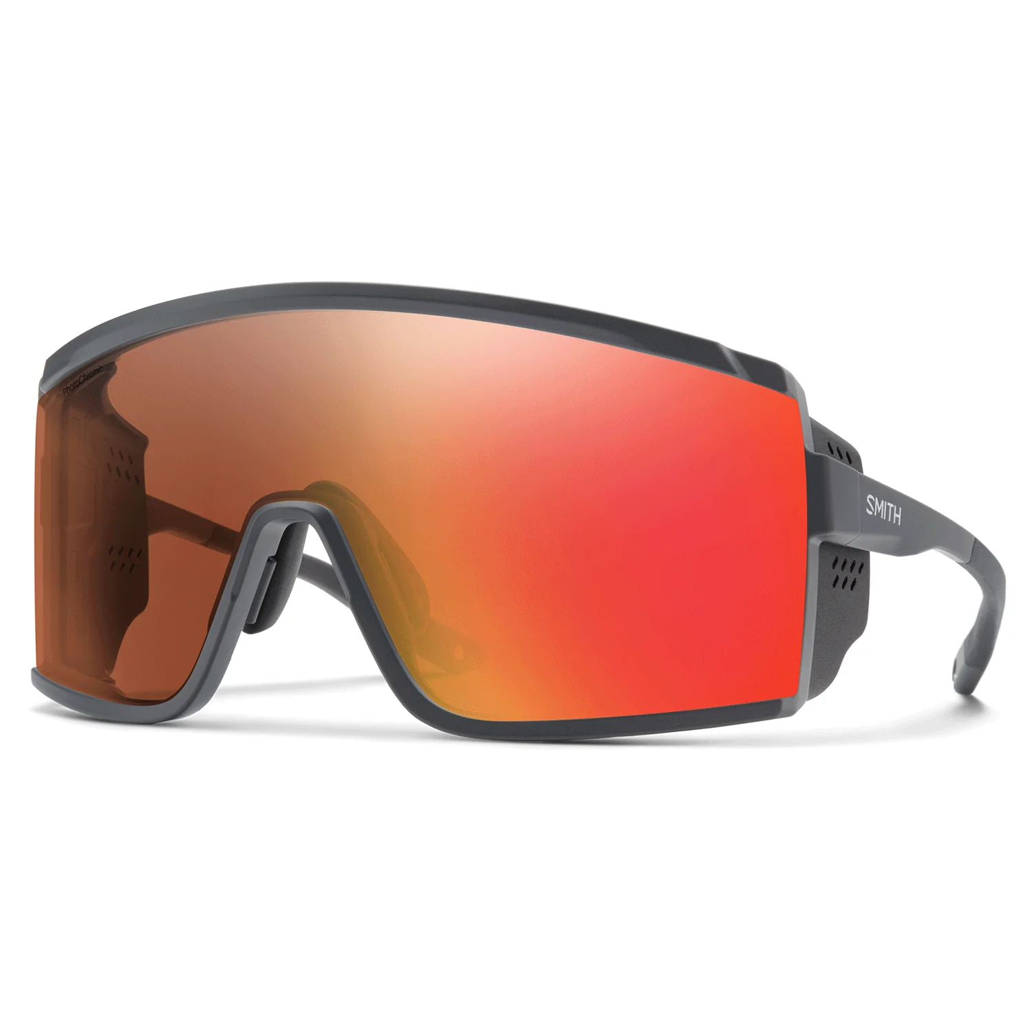 Smith Pursuit Sunglasses Matte Slate/ChromaPop Glacier Photochromic Copper Red Mirror + Clear