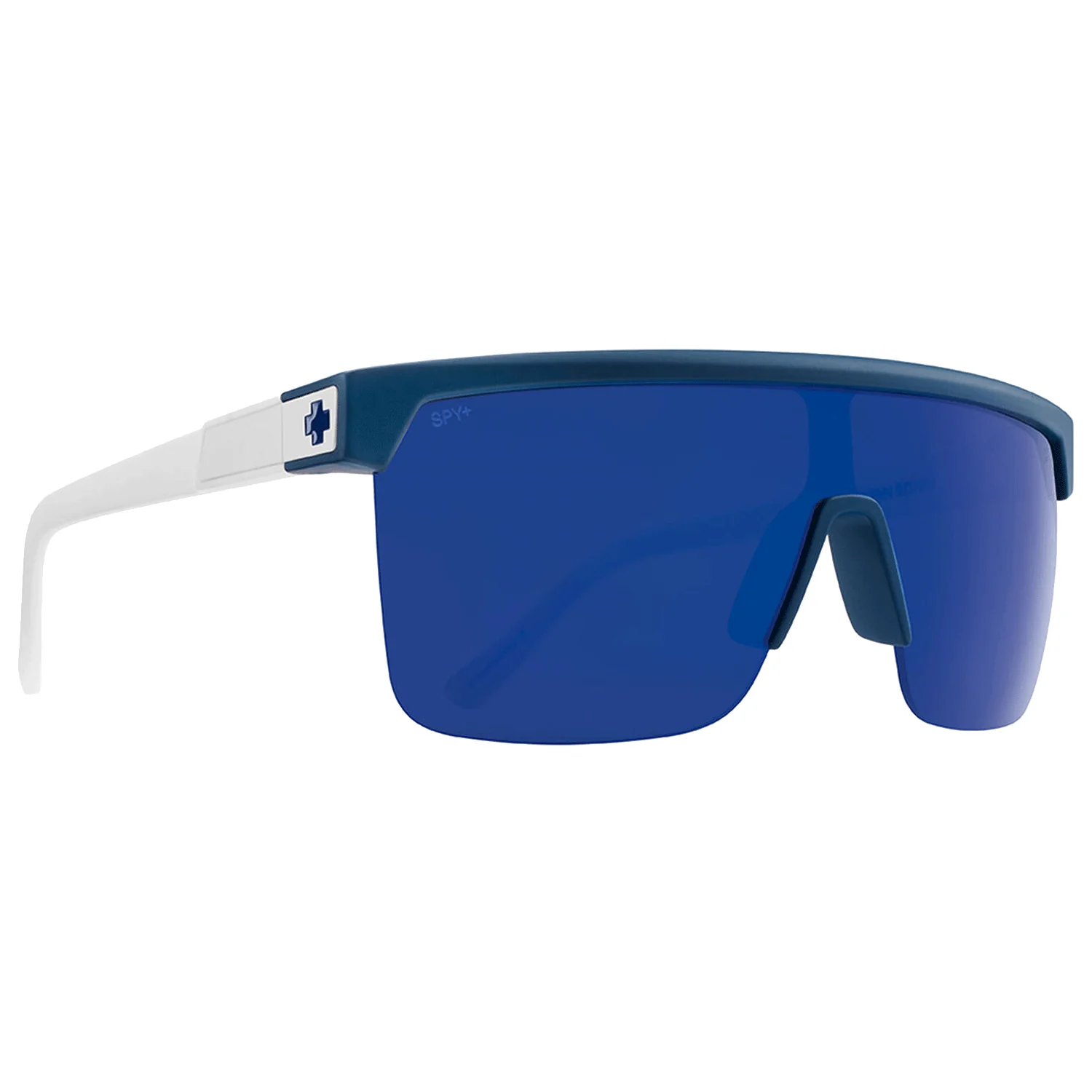 Spy Flynn 5050 Sunglasses Matte Blue Matte White/Happy Grey Green Blue Mirror