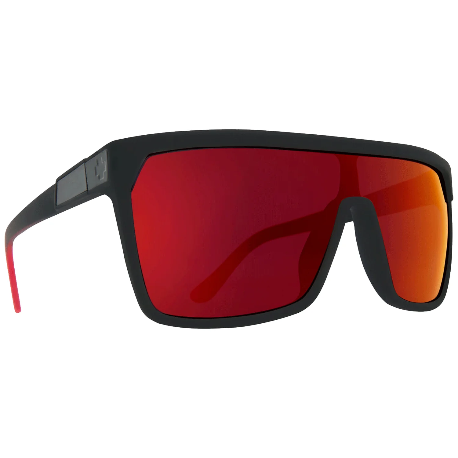 Spy Flynn Sunglasses Soft Matte Black Red Fade/Happy Grey Green Red Light Spectra Mirror
