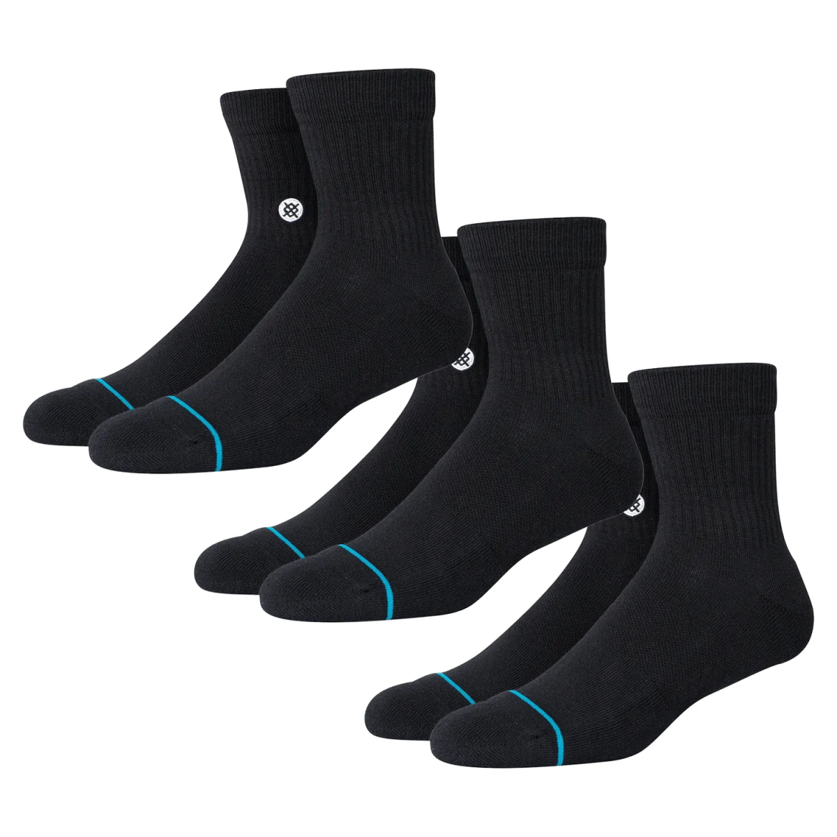 Stance Icon Quarter 3 Pack Sock Black