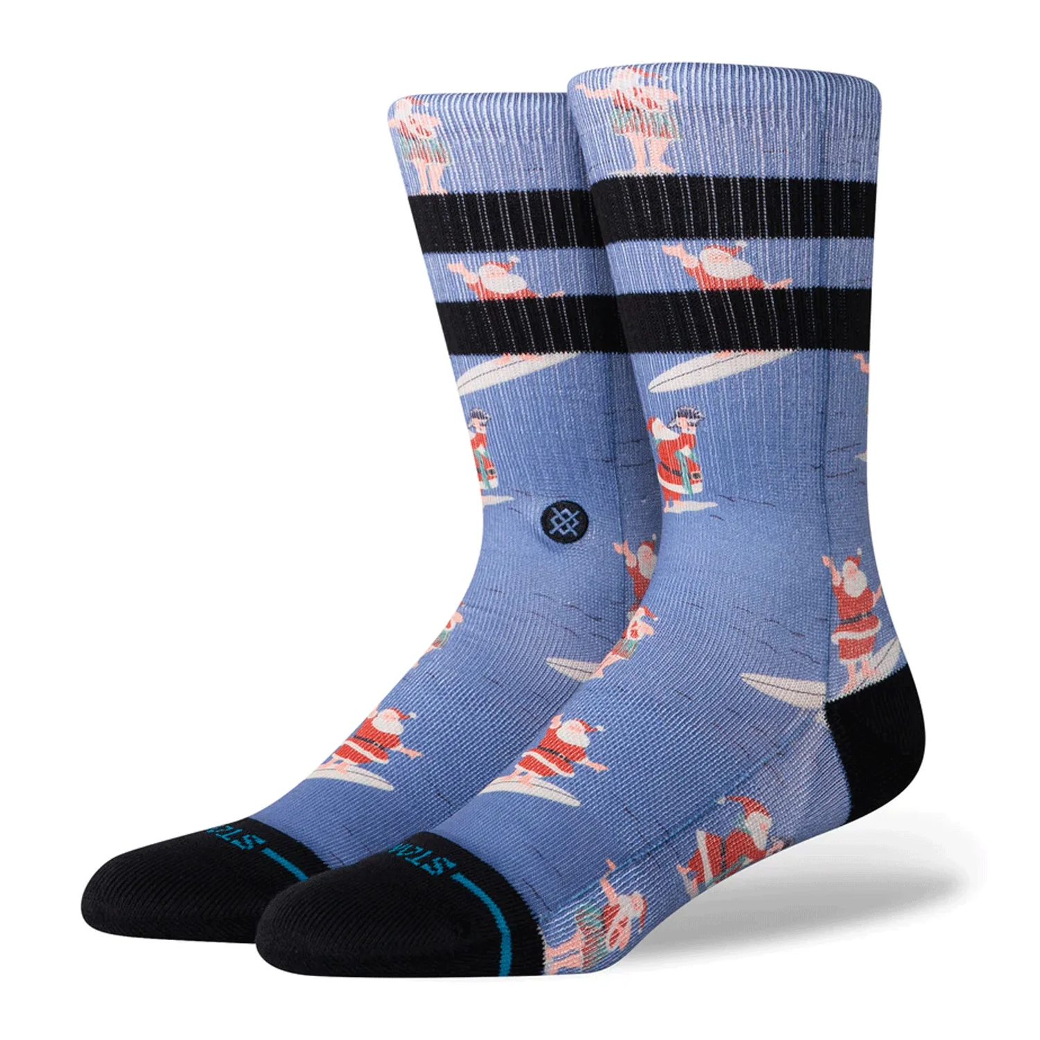 Stance Surfing Santa Crew Sock Blue