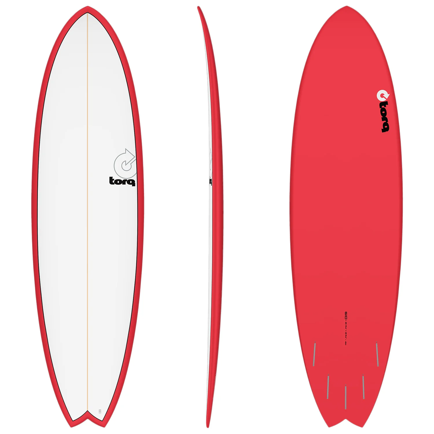 Torq Mod Fish TET Surfboard Pinline Red/White Deck 6'10"
