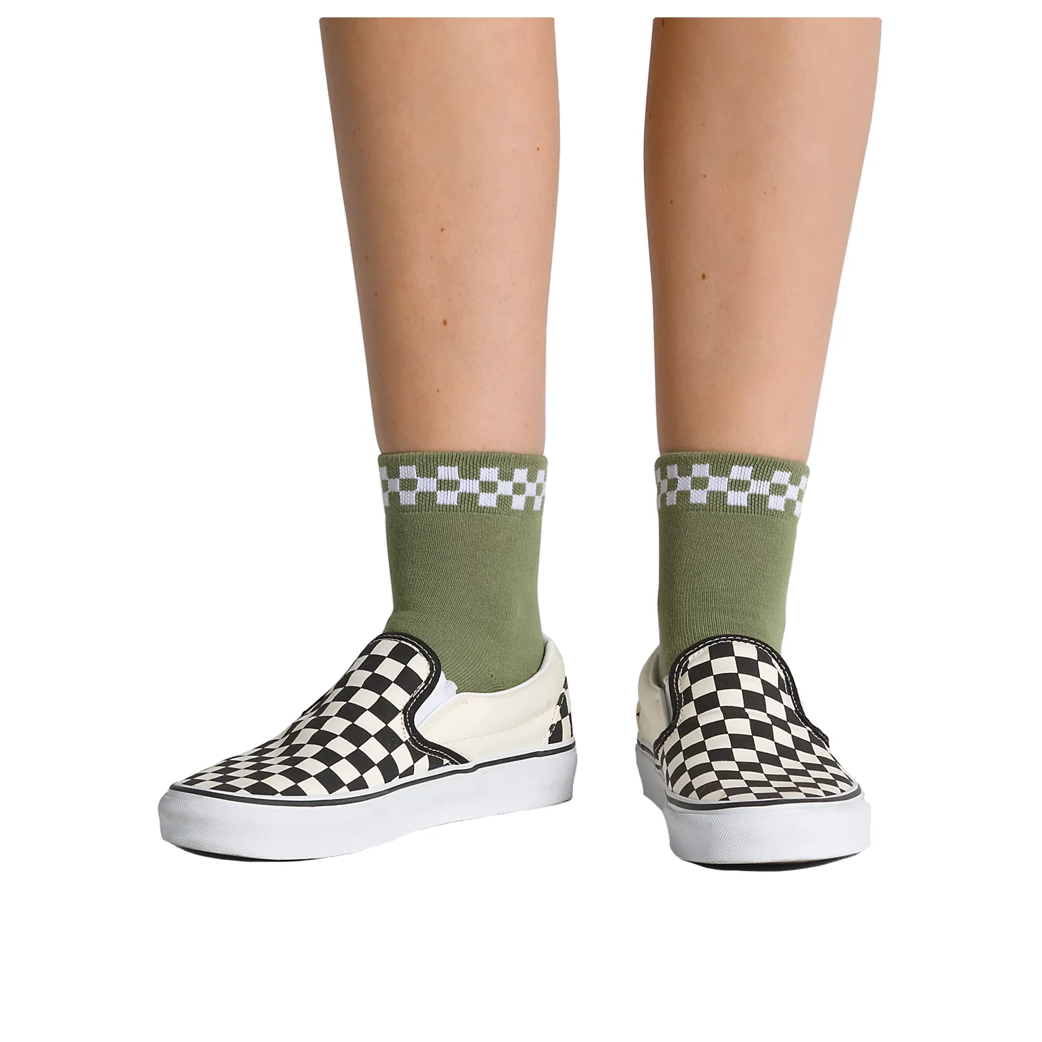 Vans Women's Peek-A-Check Crew Sock Loden Green