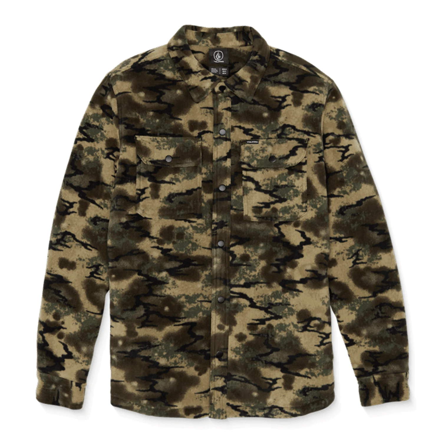 Volcom Men's Bowered Fleece Long Sleeve Shirt Dark Khaki