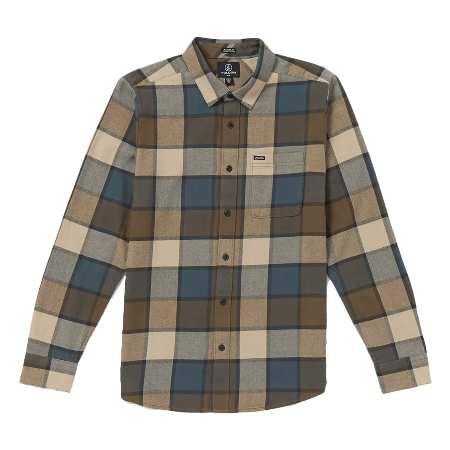 Volcom Men's Caden Plaid L/S Shirt Mud