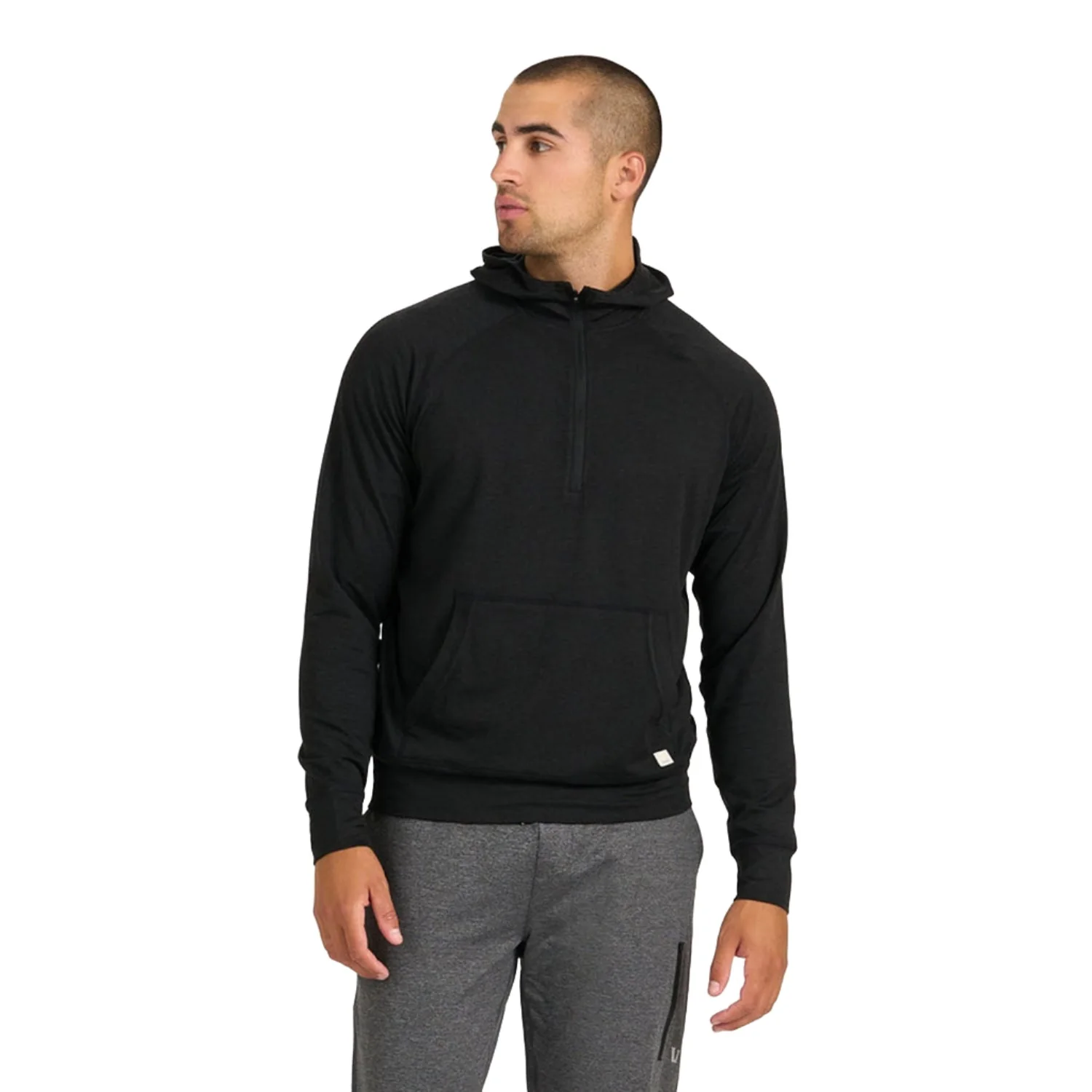 Vuori Men's Ponto Performance 1/2 Zip Hoodie Black Heather