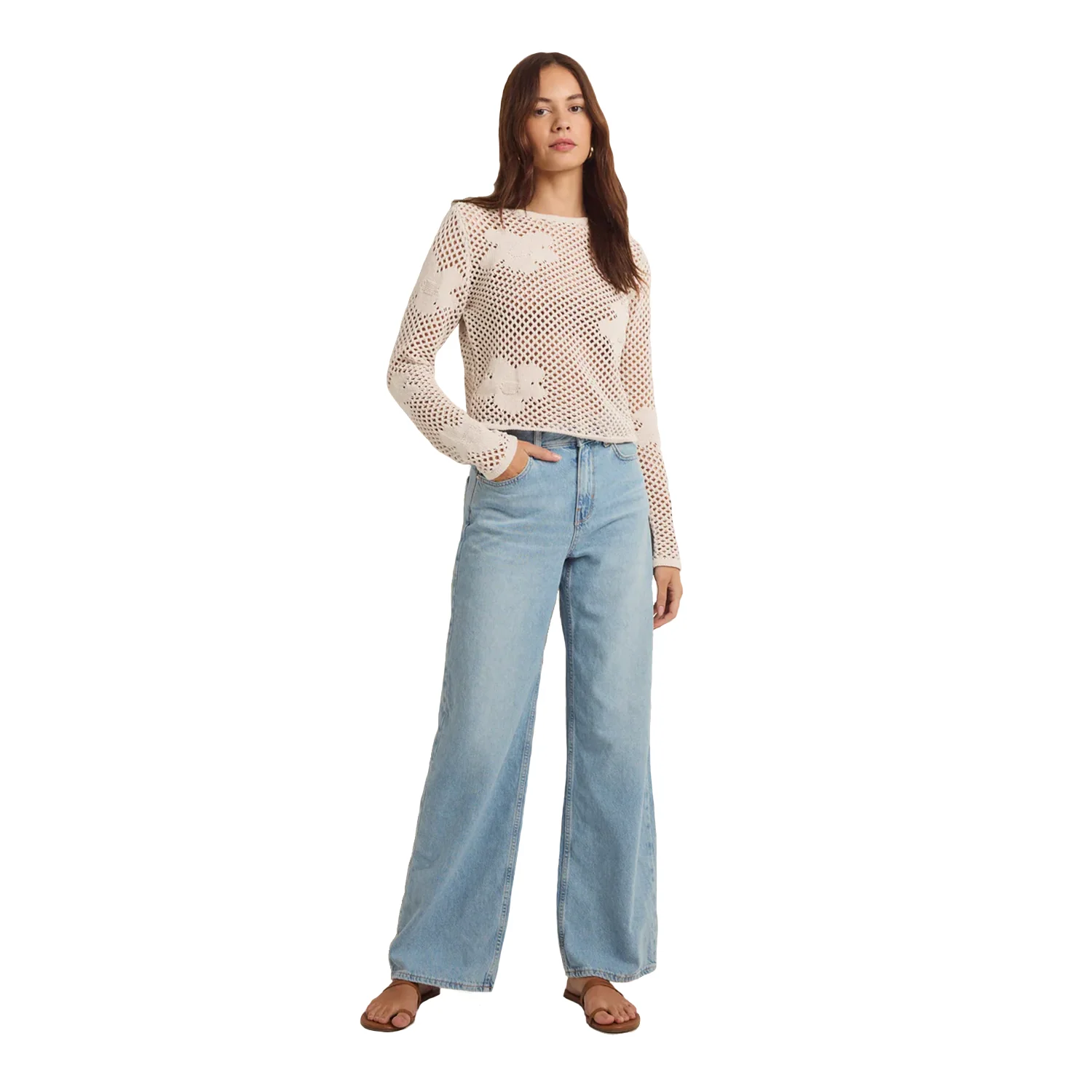 Z Supply Women's Blossom Floral Sweater Natural