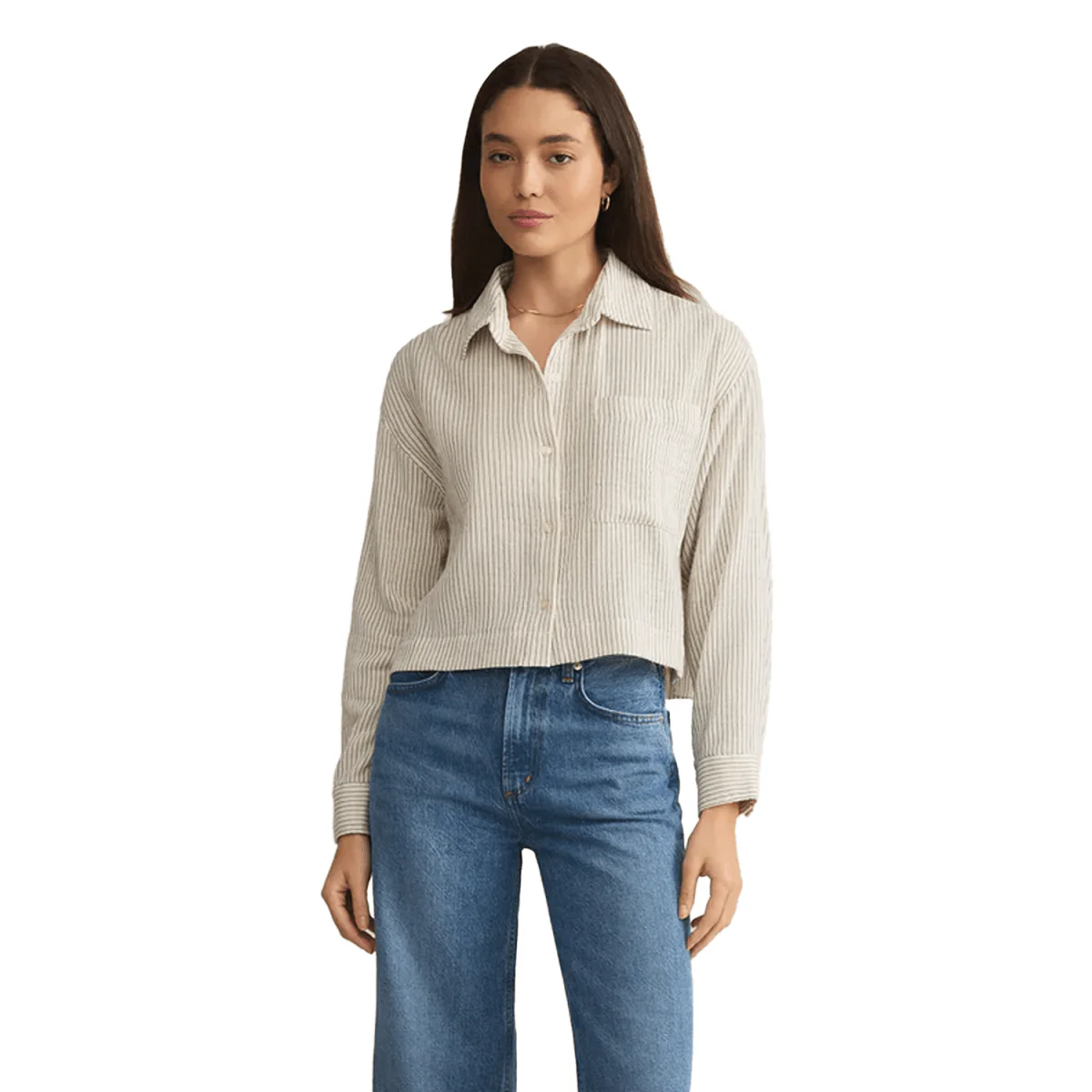 Z Supply Women's Del Mar Striped Shirt Natural