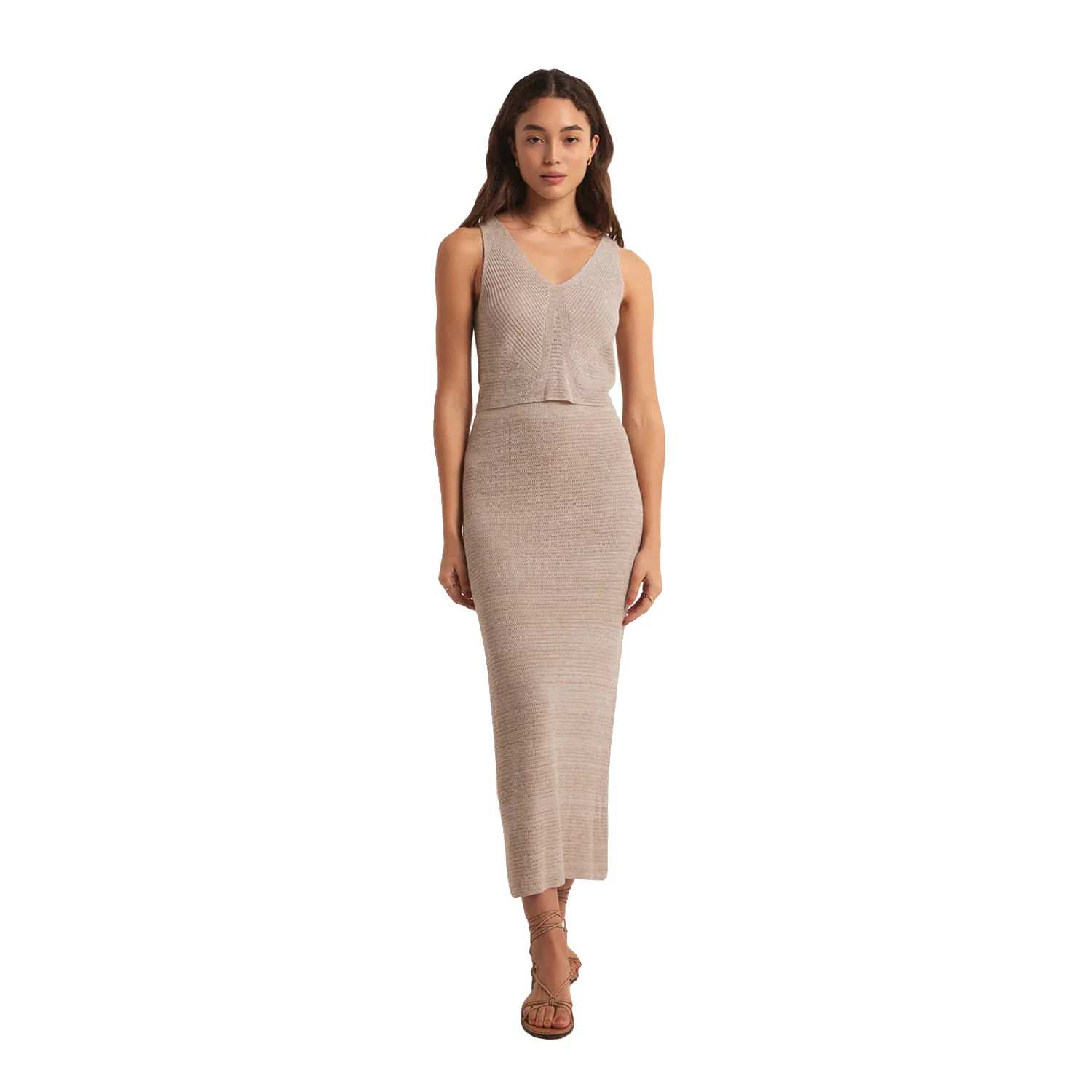 Z Supply Women's Mykonos Midi Skirt Oatmeal Heather