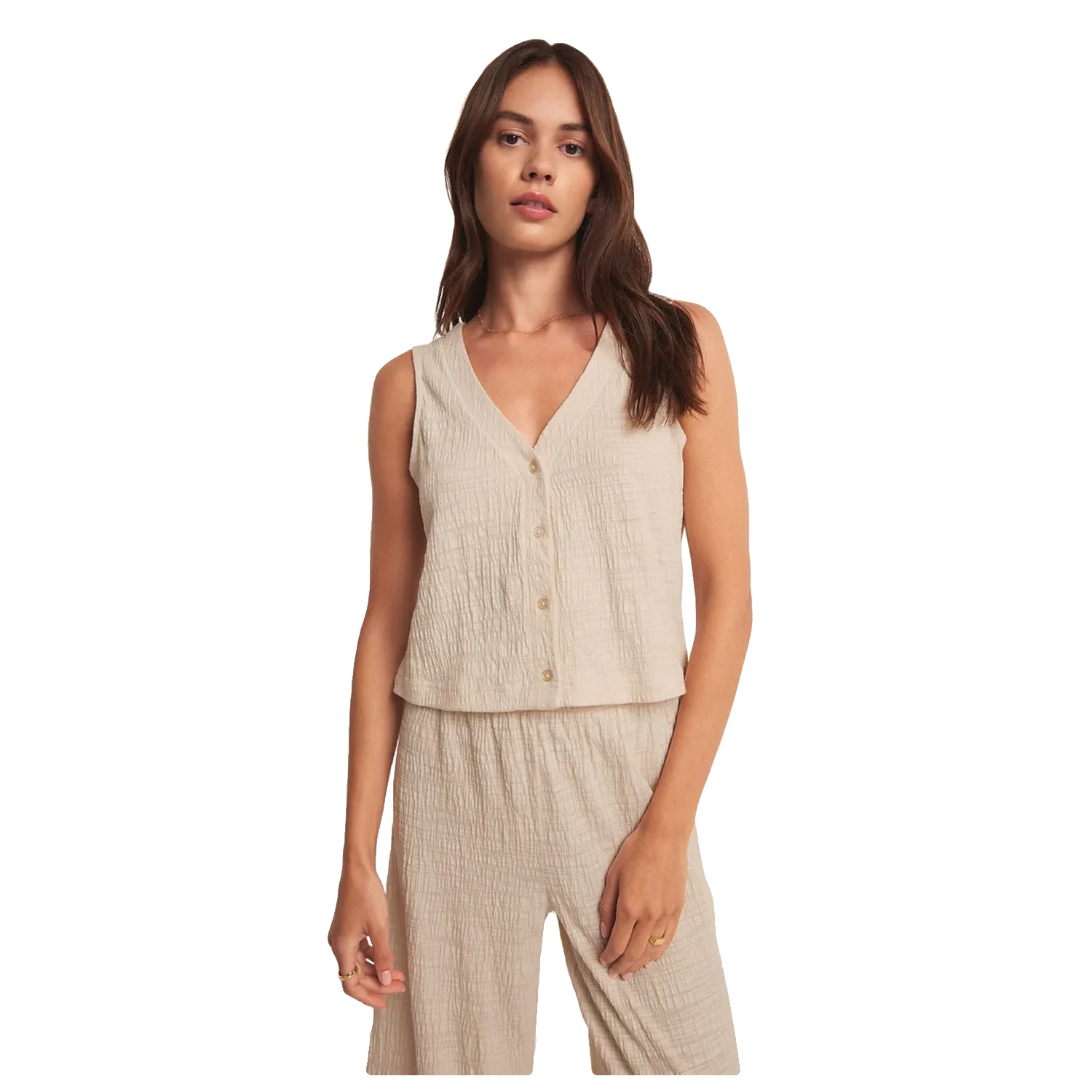 Z Supply Women's Solace Textured Slub Top Whisper White